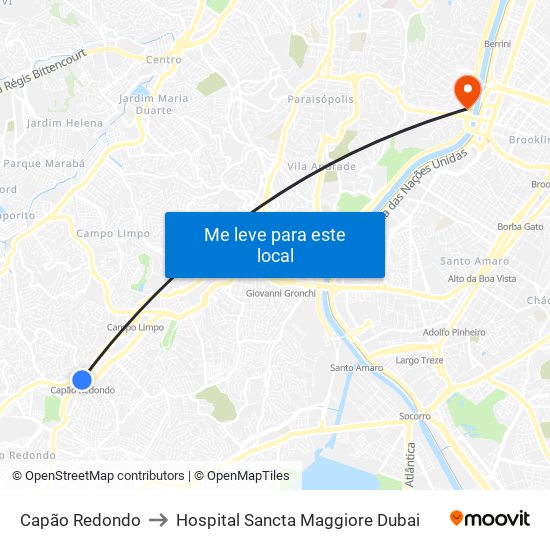 Capão Redondo to Hospital Sancta Maggiore Dubai map