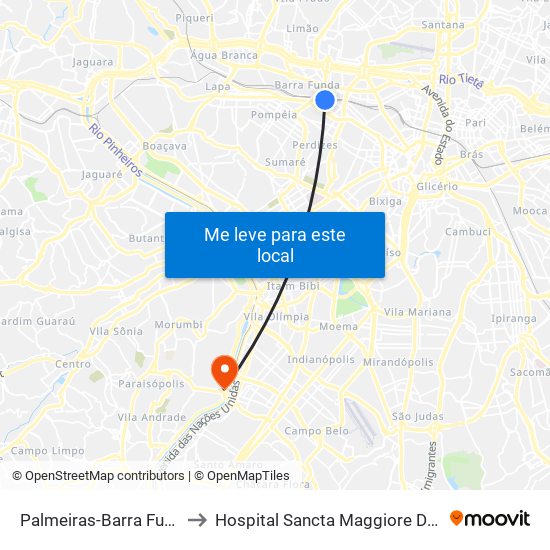 Palmeiras-Barra Funda to Hospital Sancta Maggiore Dubai map
