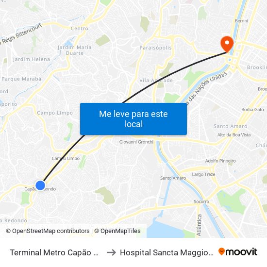 Terminal Metro Capão Redondo to Hospital Sancta Maggiore Dubai map