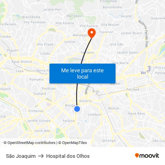 São Joaquim to Hospital dos Olhos map