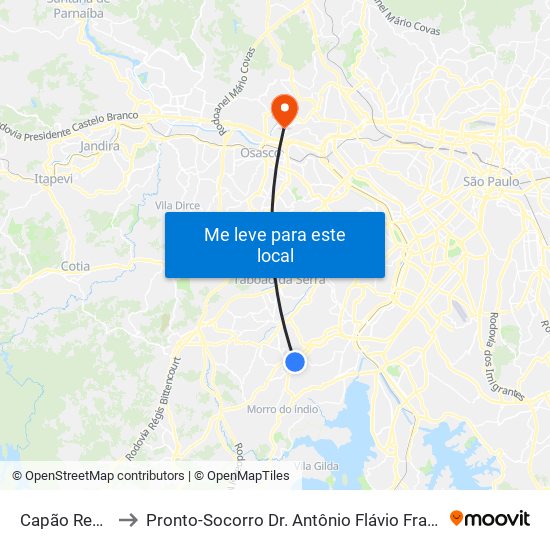 Capão Redondo to Pronto-Socorro Dr. Antônio Flávio França (Rochdale) map