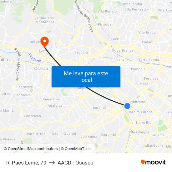 R. Paes Leme, 79 to AACD - Osasco map