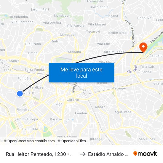 Rua Heitor Penteado, 1230 • Metrô Vila Madalena to Estádio Arnaldo José Celeste map