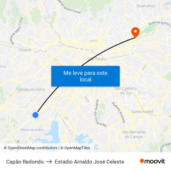Capão Redondo to Estádio Arnaldo José Celeste map