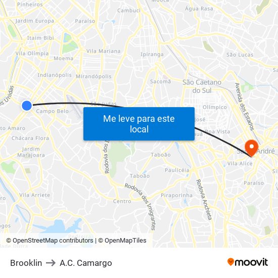 Brooklin to A.C. Camargo map