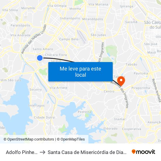 Adolfo Pinheiro to Santa Casa de Misericórdia de Diadema map