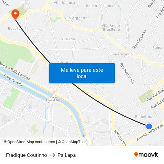 Fradique Coutinho to Ps Lapa map