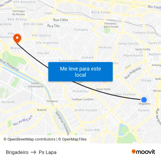 Brigadeiro to Ps Lapa map