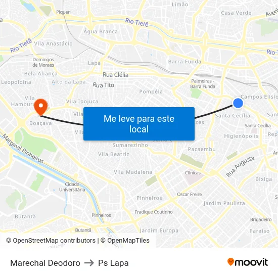 Marechal Deodoro to Ps Lapa map