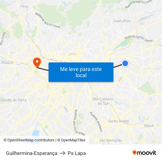 Guilhermina-Esperança to Ps Lapa map