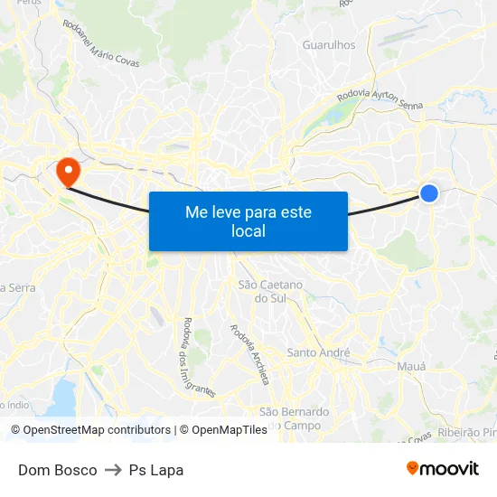 Dom Bosco to Ps Lapa map