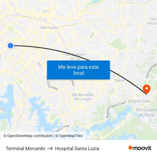 Terminal Morumbi to Hospital Santa Luzia map