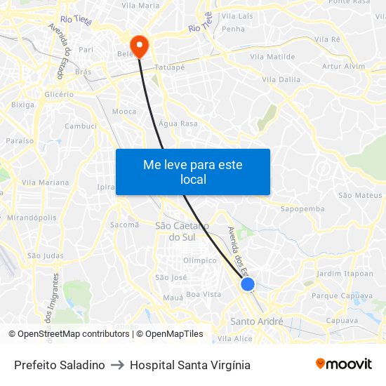 Prefeito Saladino to Hospital Santa Virgínia map