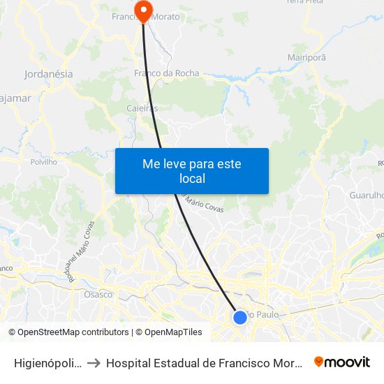 Higienópolis-Mackenzie to Hospital Estadual de Francisco Morato Professor Carlos da Silva Lacaz map