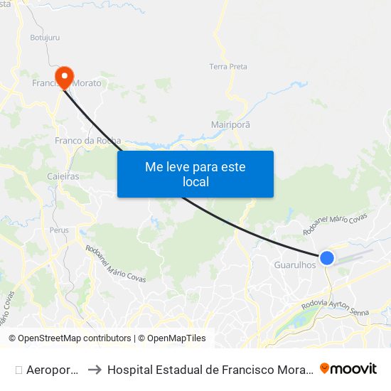 ✈️ Aeroporto-Guarulhos to Hospital Estadual de Francisco Morato Professor Carlos da Silva Lacaz map