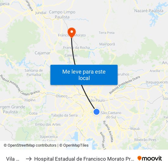 Vila Mariana to Hospital Estadual de Francisco Morato Professor Carlos da Silva Lacaz map