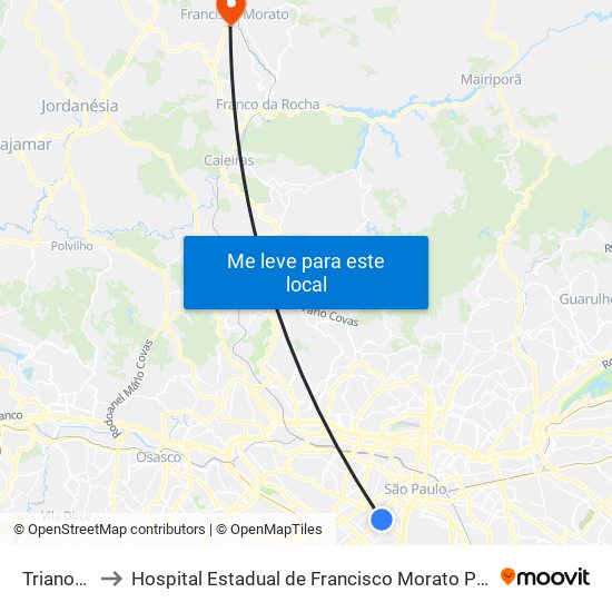 Trianon-Masp to Hospital Estadual de Francisco Morato Professor Carlos da Silva Lacaz map