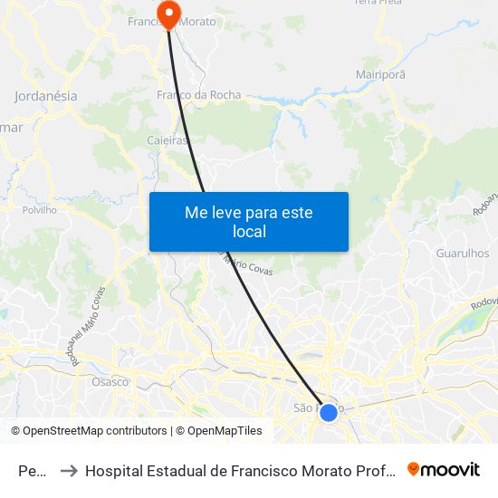 Pedro II to Hospital Estadual de Francisco Morato Professor Carlos da Silva Lacaz map