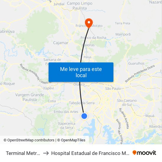 Terminal Metro Capão Redondo to Hospital Estadual de Francisco Morato Professor Carlos da Silva Lacaz map
