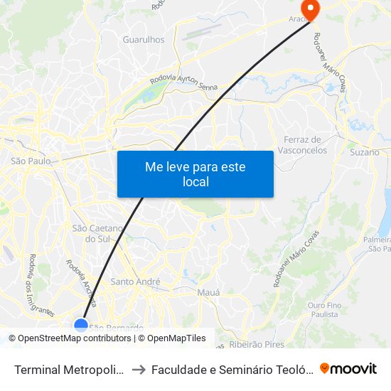 Terminal Metropolitano Piraporinha to Faculdade e Seminário Teológico da Fé Rreformada map