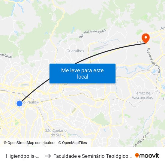 Higienópolis-Mackenzie to Faculdade e Seminário Teológico da Fé Rreformada map