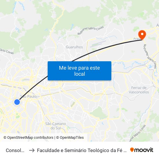 Consolação to Faculdade e Seminário Teológico da Fé Rreformada map