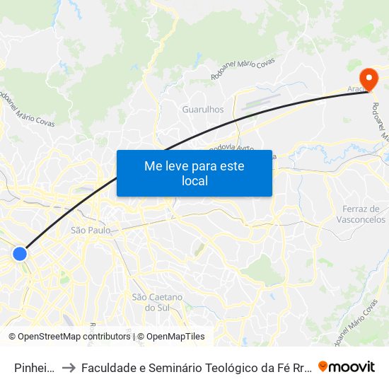 Pinheiros to Faculdade e Seminário Teológico da Fé Rreformada map