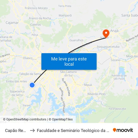 Capão Redondo to Faculdade e Seminário Teológico da Fé Rreformada map