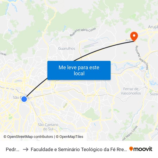 Pedro II to Faculdade e Seminário Teológico da Fé Rreformada map