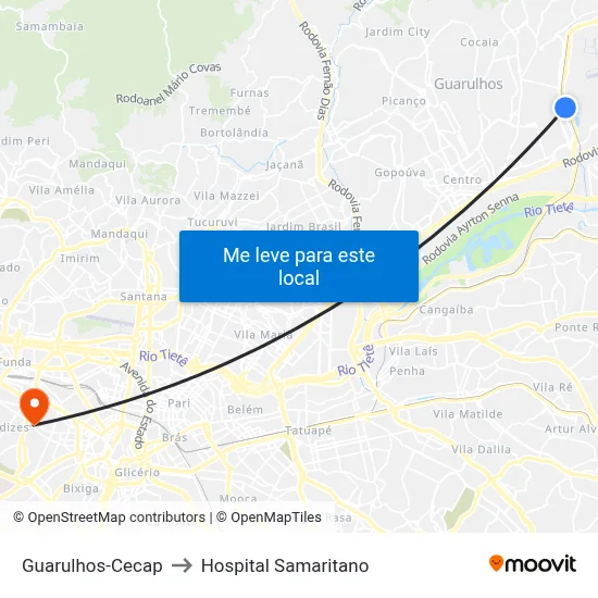 Guarulhos-Cecap to Hospital Samaritano map