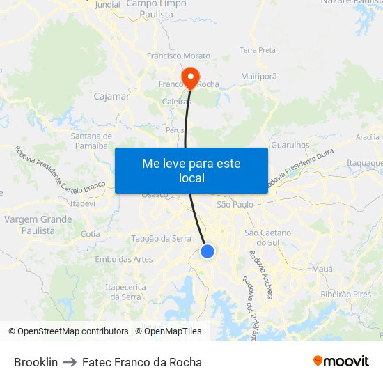 Brooklin to Fatec Franco da Rocha map