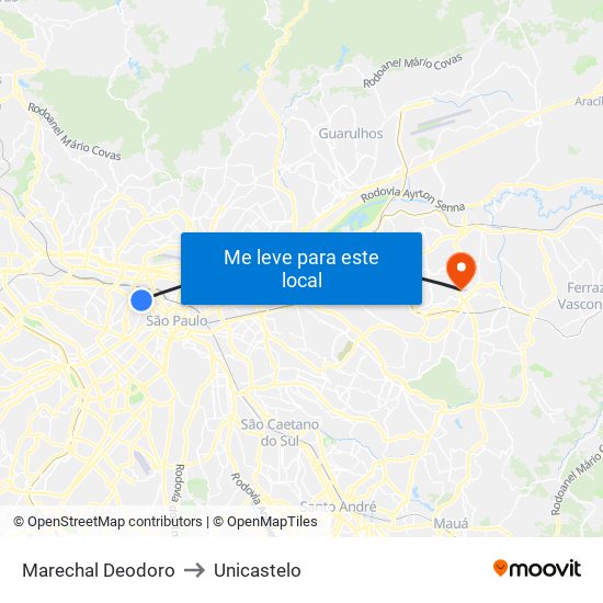 Marechal Deodoro to Unicastelo map