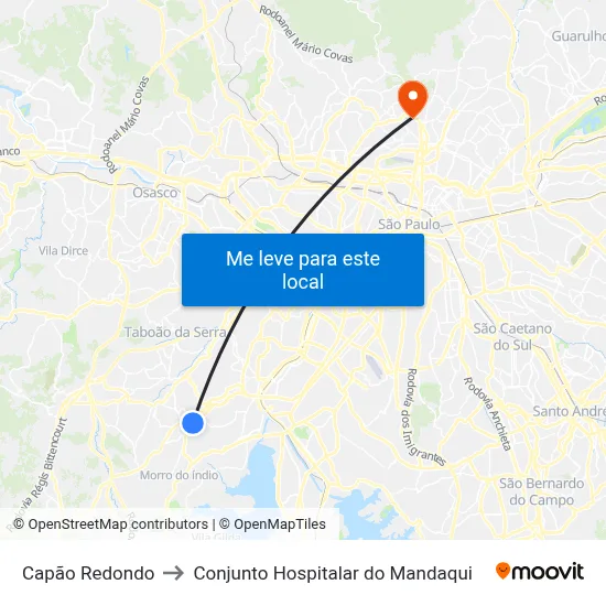 Capão Redondo to Conjunto Hospitalar do Mandaqui map