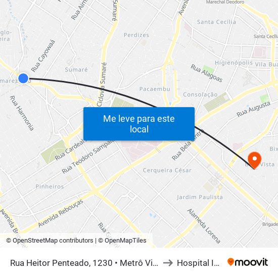 Rua Heitor Penteado, 1230 • Metrô Vila Madalena to Hospital IGESP map