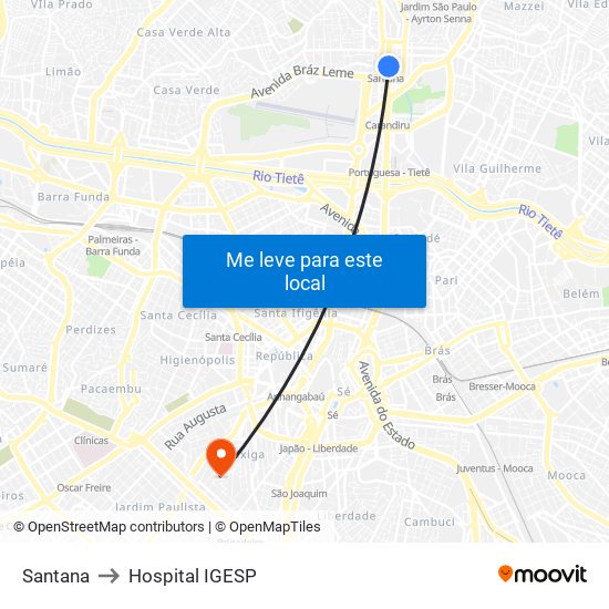 Santana to Hospital IGESP map