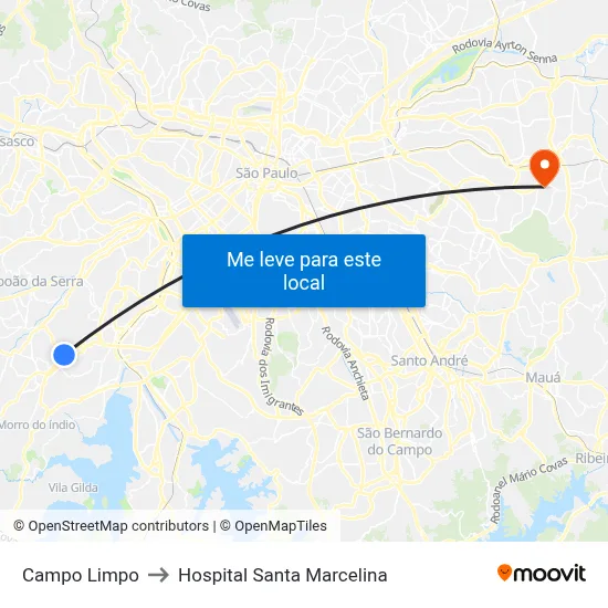 Campo Limpo to Hospital Santa Marcelina map