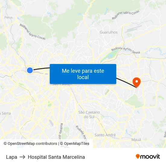 Lapa to Hospital Santa Marcelina map