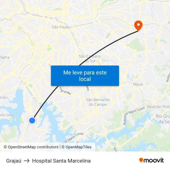 Grajaú to Hospital Santa Marcelina map