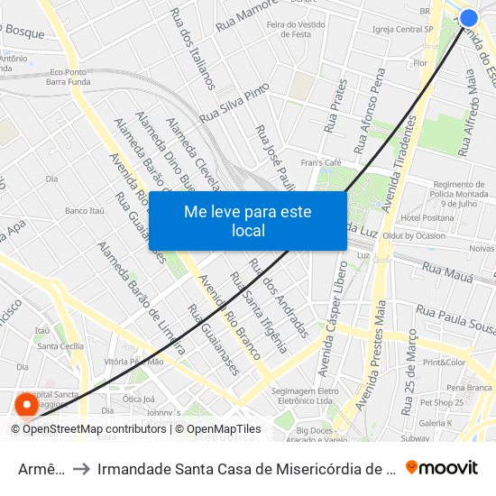 Armênia to Irmandade Santa Casa de Misericórdia de São Paulo map
