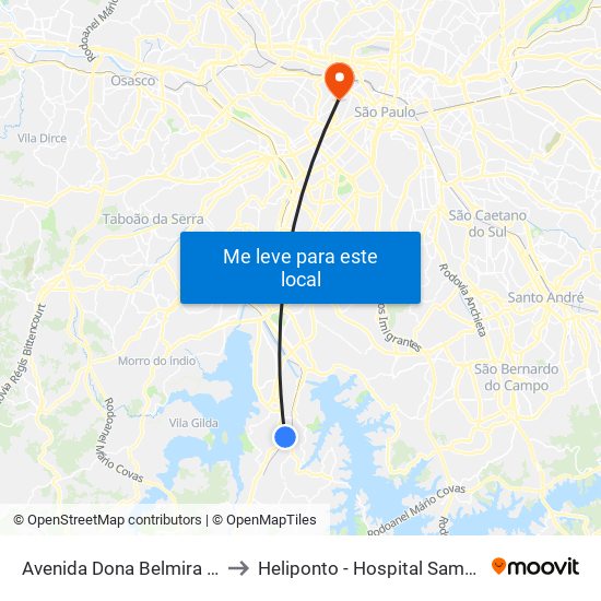 Avenida Dona Belmira Marin to Heliponto - Hospital Samaritano map