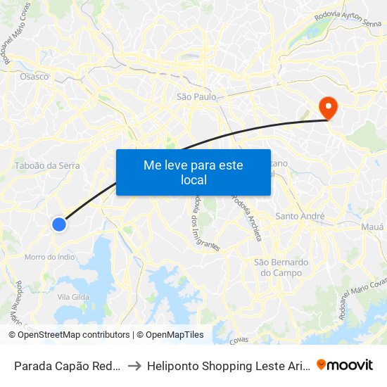 Parada Capão Redondo I to Heliponto Shopping Leste Aricanduva map