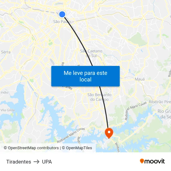 Tiradentes to UPA map