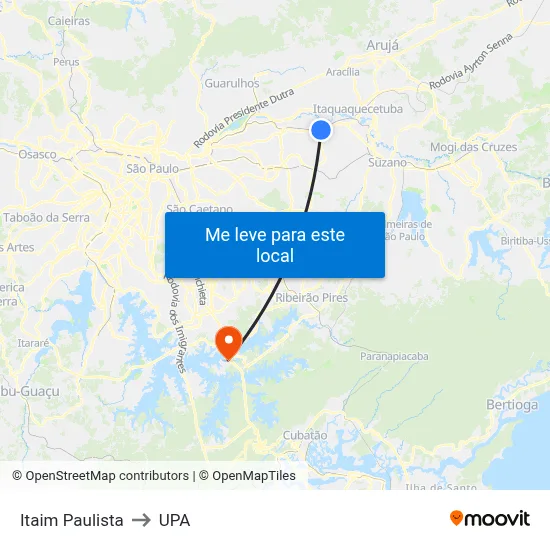 Itaim Paulista to UPA map