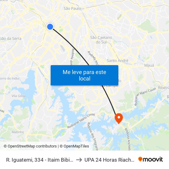 R. Iguatemi, 334 - Itaim Bibi, São Paulo to UPA 24 Horas Riacho Grande map