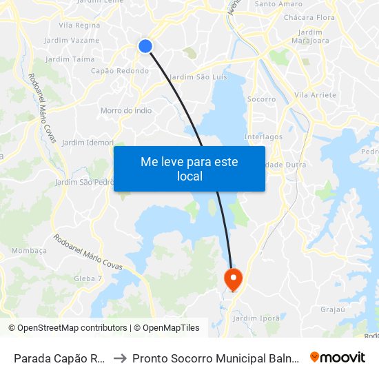 Parada Capão Redondo I to Pronto Socorro Municipal Balneário São José map