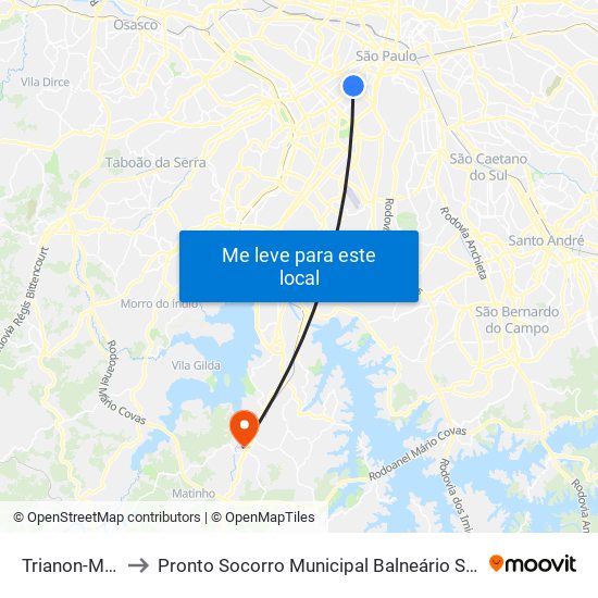 Trianon-Masp to Pronto Socorro Municipal Balneário São José map