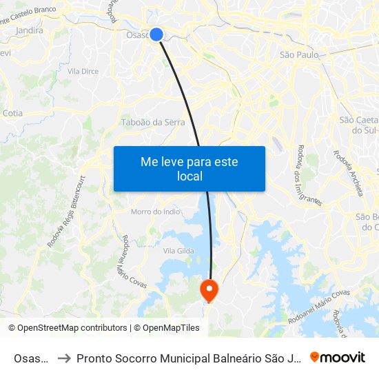 Osasco to Pronto Socorro Municipal Balneário São José map