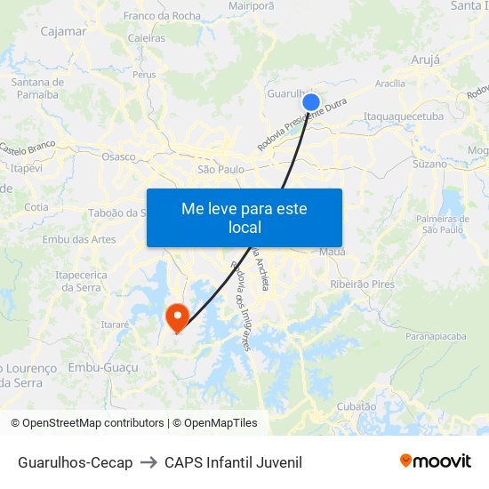 Guarulhos-Cecap to CAPS Infantil Juvenil map