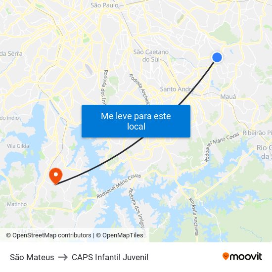 São Mateus to CAPS Infantil Juvenil map