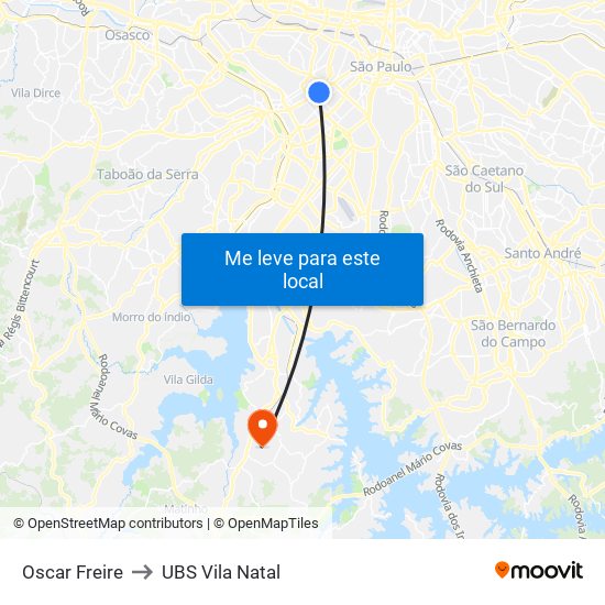 Oscar Freire to UBS Vila Natal map